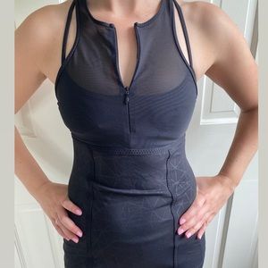 Lululemon black mesh zip-up tank